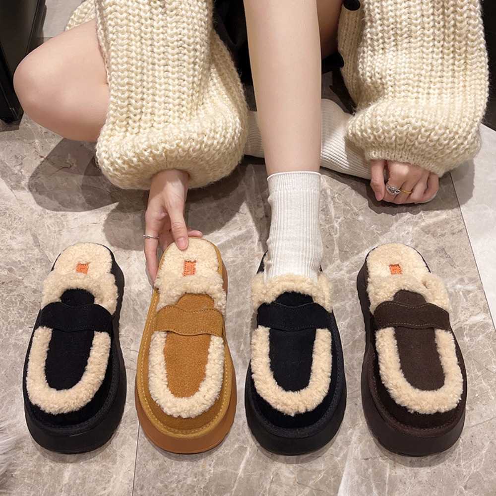 Women'S Fashion Boots - Kadın Terlik Tasarımcısı Buzlu Deri Kışlık