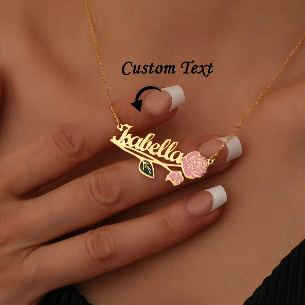 Women Fashion Names - Kişiselleştirilmiş Renkli Doğum Çiçek Adı Kolye