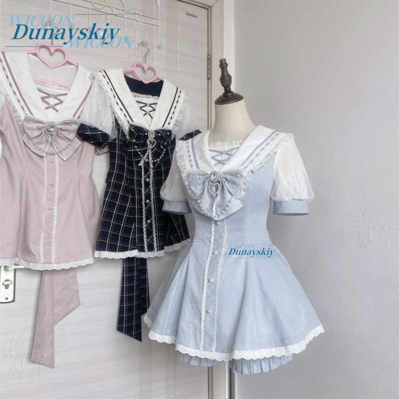 Sleeveless Jumpsuit - Denizci Yaka Elbise Seti Dantel Fiyonk