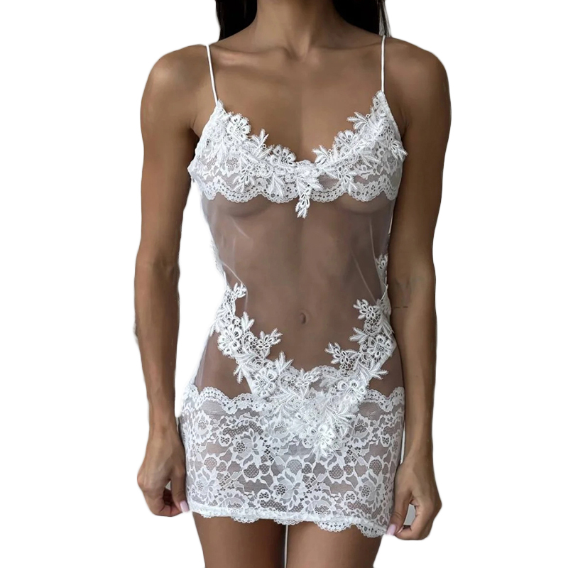Women'S Fashion Line - Seksi Dantel Gecelik Kadın Şeffaf File
