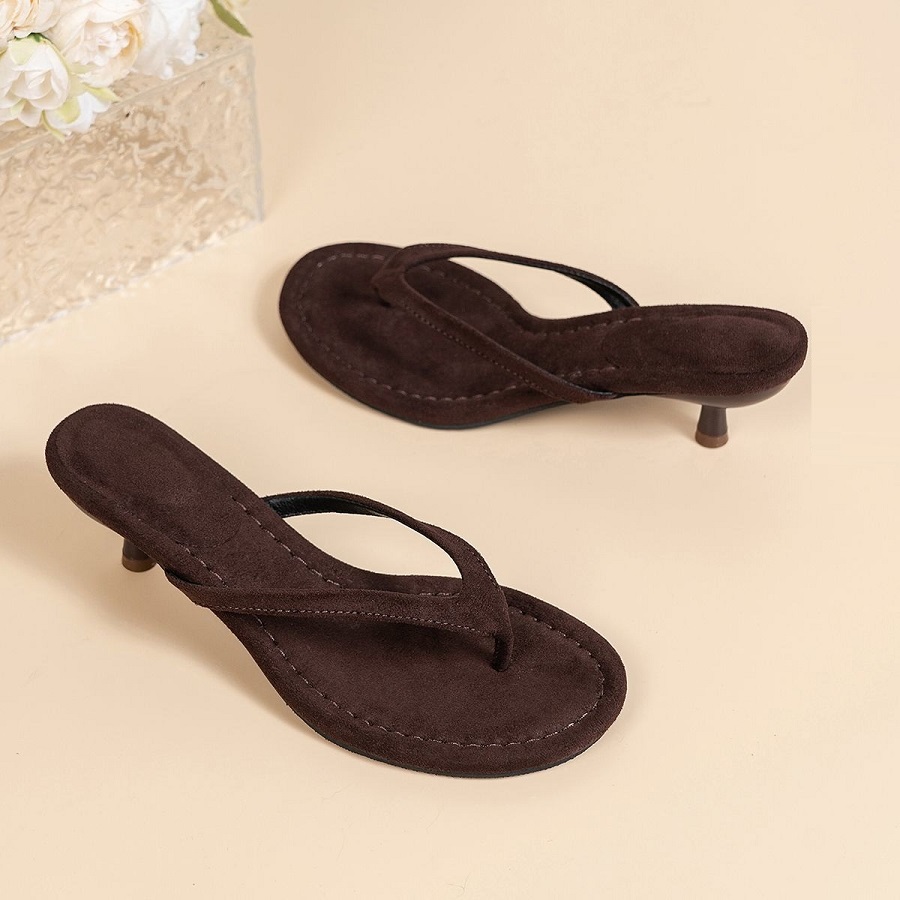 Women'S Fashion Line - Yeni Suni Süet Topuklu Parmak Arası
