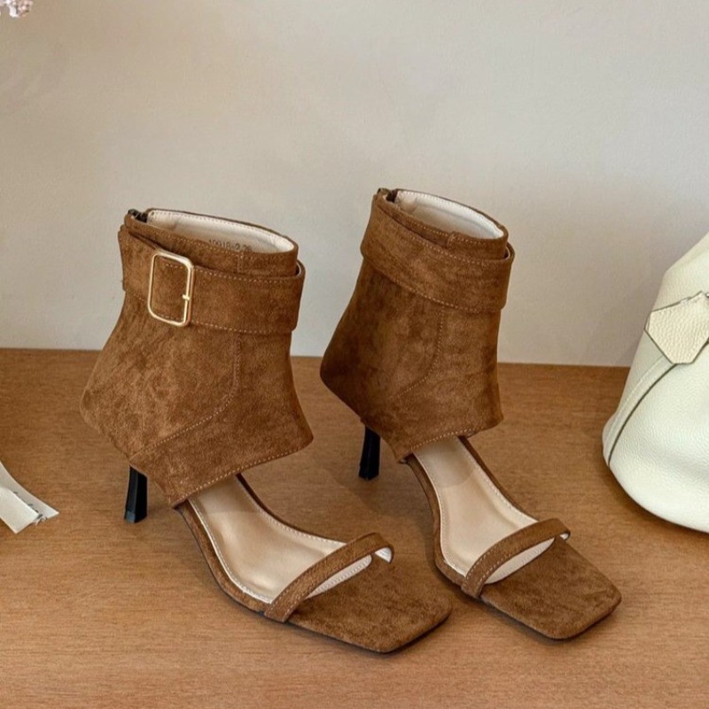 Women'S Fashion Boots - Retro Yaz Yeni Kare Burunlu Açık