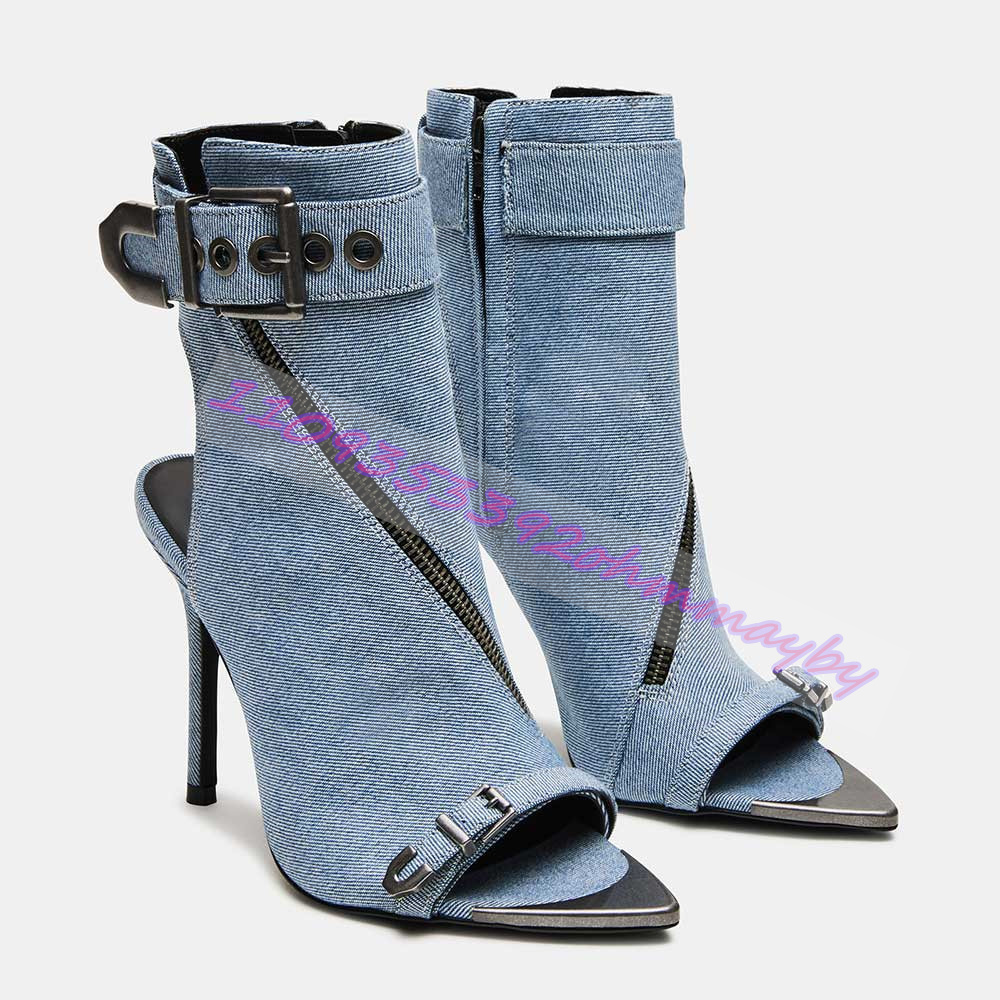 Yaz Mavi Denim Sivri Burunlu K - Women'S Fashion Boots incelemesi ve fiyatı