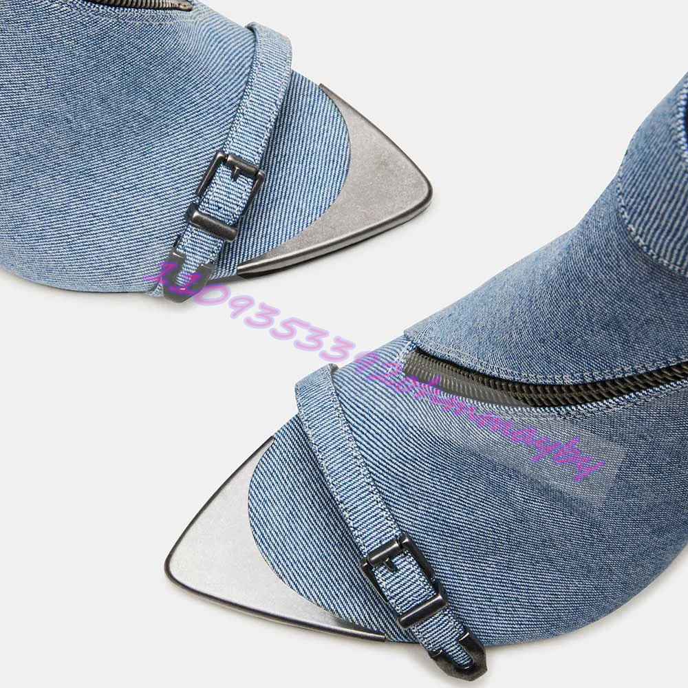 Yaz Mavi Denim Sivri Burunlu K - Women'S Fashion Boots incelemesi ve fiyatı