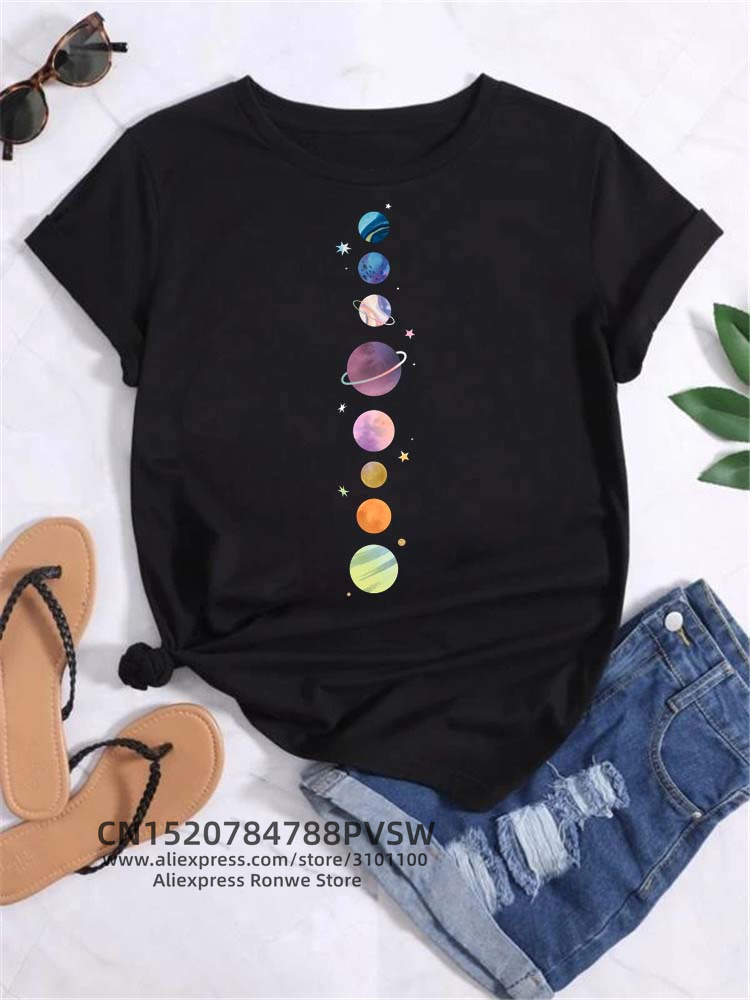 Ay Uzay Gezegen Baskı Tee Göml - Women'S Fashion In The 90S incelemesi ve fiyatı