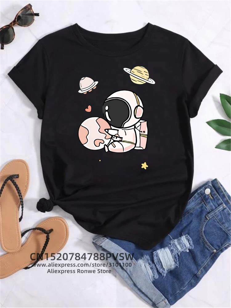 Ay Uzay Gezegen Baskı Tee Göml - Women'S Fashion In The 90S incelemesi ve fiyatı