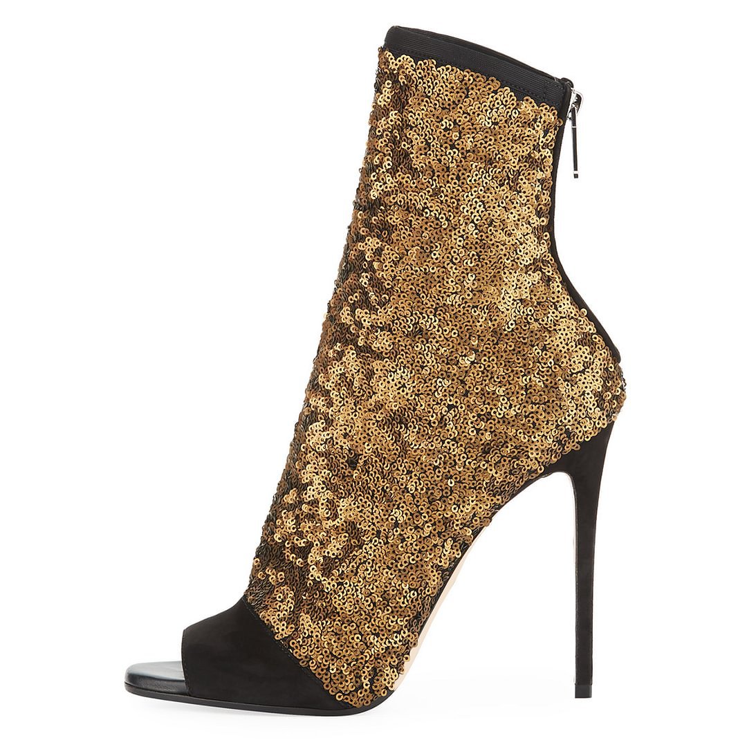 Patchwork BlingBling Peep Toe  - Women'S Fashion Boots incelemesi ve fiyatı