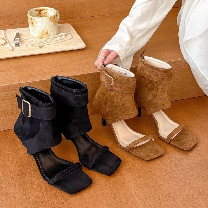Retro Yaz Yeni Kare Burunlu Aç - Women'S Fashion Boots incelemesi ve fiyatı